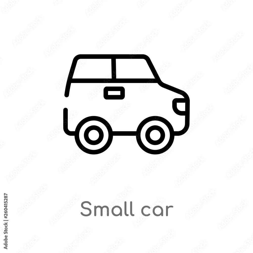 outline small car vector icon. isolated black simple line element illustration from mechanicons concept. editable vector stroke small car icon on white background