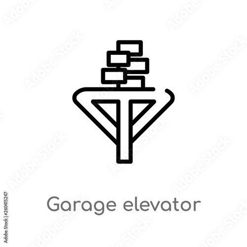 outline garage elevator vector icon. isolated black simple line element illustration from mechanicons concept. editable vector stroke garage elevator icon on white background photo