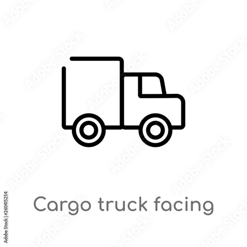 outline cargo truck facing left vector icon. isolated black simple line element illustration from mechanicons concept. editable vector stroke cargo truck facing left icon on white background