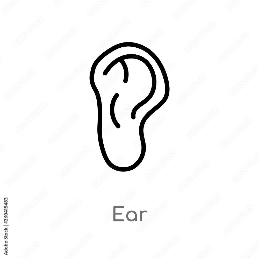 outline ear vector icon. isolated black simple line element illustration from medical concept. editable vector stroke ear icon on white background outline ear vector icon. isolated black simple line element illustration from medical concept. editable vector stroke ear icon on white background