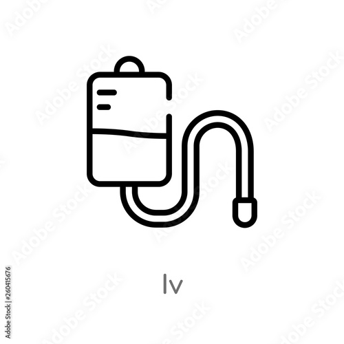 outline iv vector icon. isolated black simple line element illustration from medical concept. editable vector stroke iv icon on white background