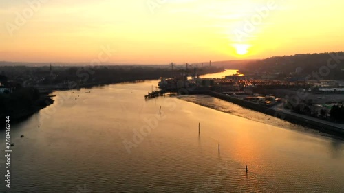 Wallpaper Mural Cork city harbour sky "hyper lapse" with sunset, boats and rowers passing by. Torontodigital.ca