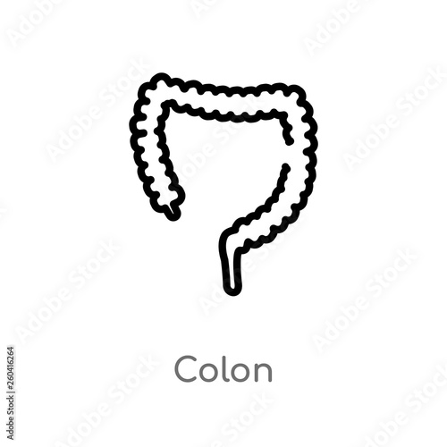 outline colon vector icon. isolated black simple line element illustration from medical concept. editable vector stroke colon icon on white background