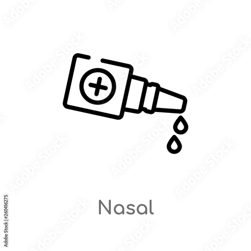 outline nasal vector icon. isolated black simple line element illustration from medical concept. editable vector stroke nasal icon on white background