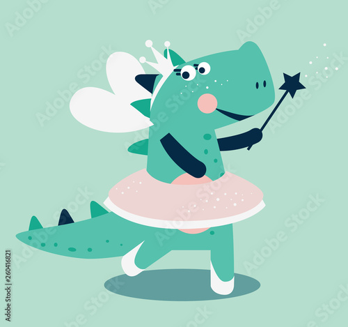 Funny dinosaur princess ballerina