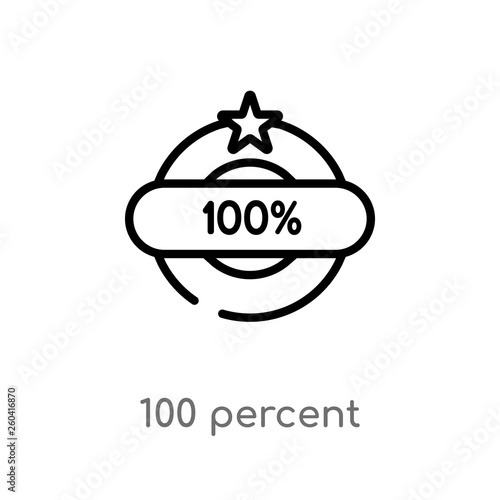 outline 100 percent vector icon. isolated black simple line element illustration from miscellaneous concept. editable vector stroke 100 percent icon on white background