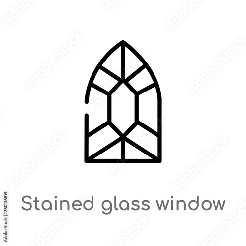 outline stained glass window vector icon. isolated black simple line element illustration from miscellaneous concept. editable vector stroke stained glass window icon on white background