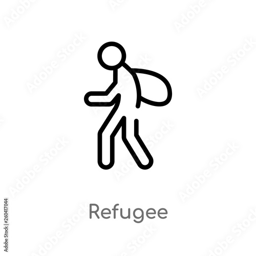 outline refugee vector icon. isolated black simple line element illustration from miscellaneous concept. editable vector stroke refugee icon on white background