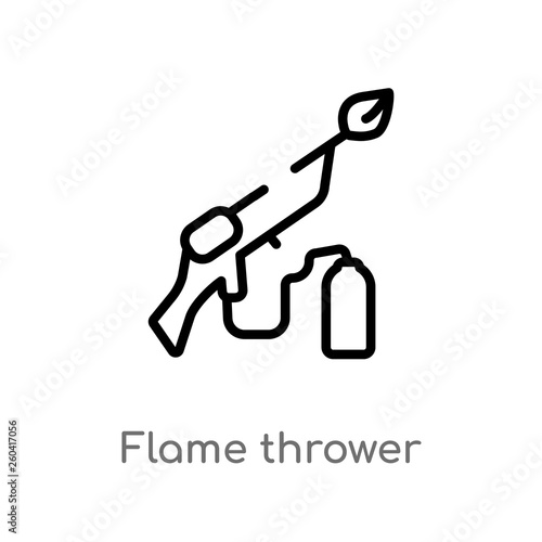 outline flame thrower vector icon. isolated black simple line element illustration from miscellaneous concept. editable vector stroke flame thrower icon on white background