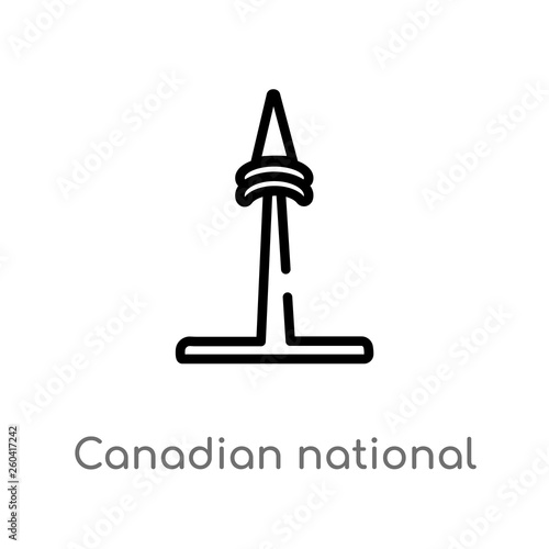 outline canadian national tower vector icon. isolated black simple line element illustration from monuments concept. editable vector stroke canadian national tower icon on white background