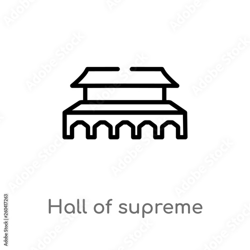 outline hall of supreme harmony in beijing vector icon. isolated black simple line element illustration from monuments concept. editable vector stroke hall of supreme harmony in beijing icon on