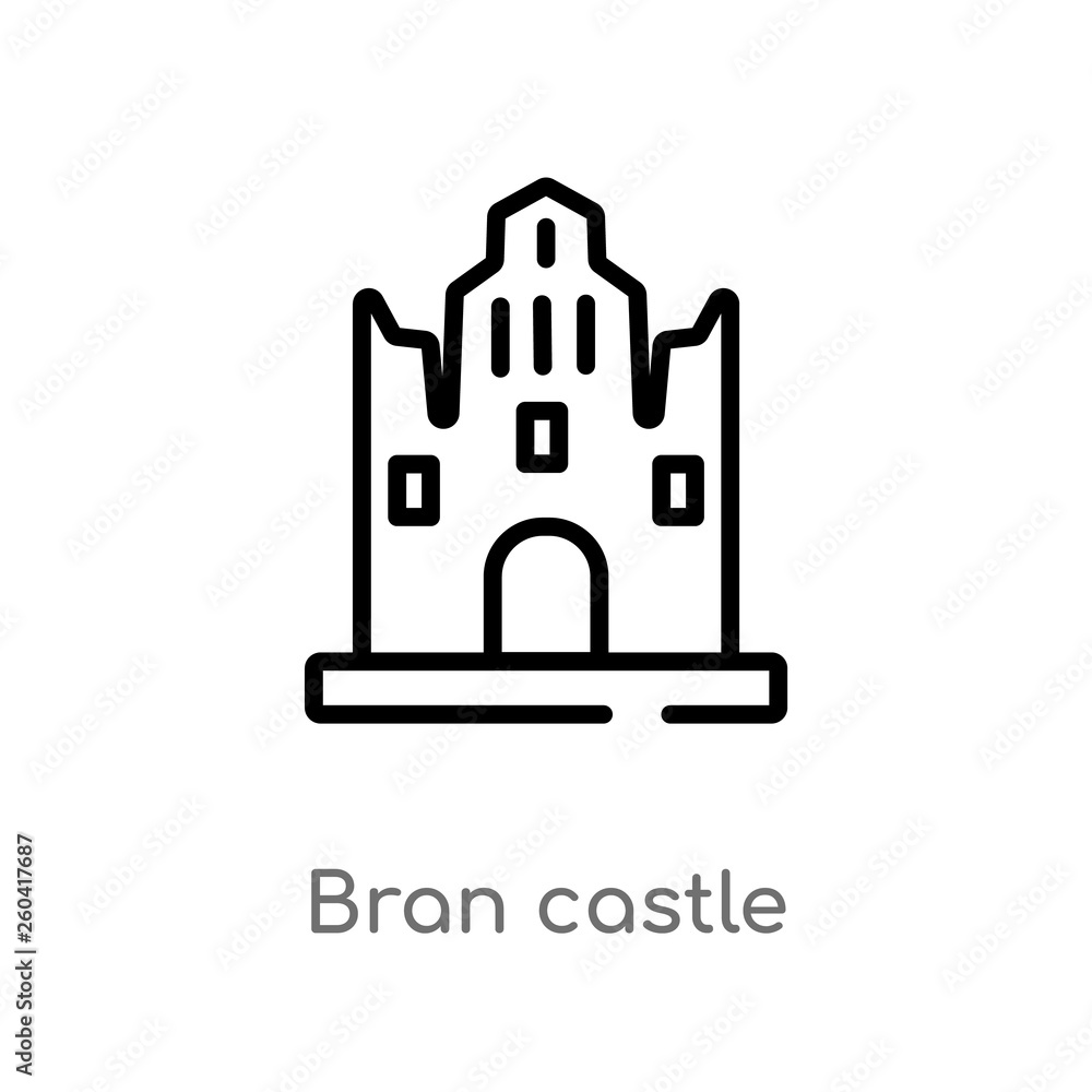 outline bran castle vector icon. isolated black simple line element illustration from monuments concept. editable vector stroke bran castle icon on white background