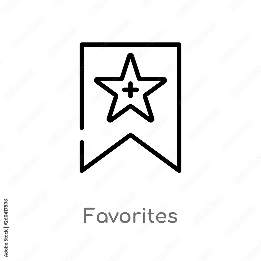 outline favorites vector icon. isolated black simple line element illustration from multimedia concept. editable vector stroke favorites icon on white background outline favorites vector icon. isolated black simple line element illustration from multimedia concept. editable vector stroke favorites icon on white background