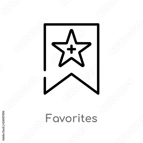 outline favorites vector icon. isolated black simple line element illustration from multimedia concept. editable vector stroke favorites icon on white background