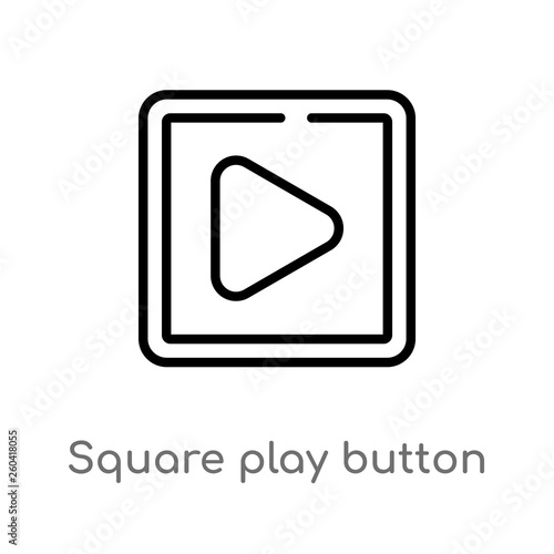 outline square play button vector icon. isolated black simple line element illustration from multimedia concept. editable vector stroke square play button icon on white background