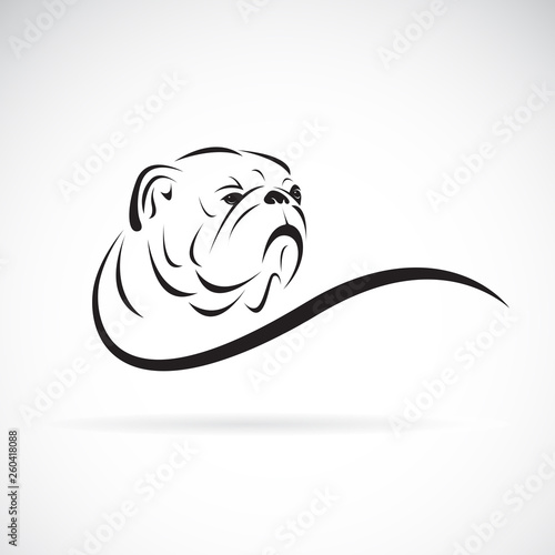 Vector of bulldog head design on white background. Pet. Animals. Dog logo or icon. Easy editable layered vector illustration.