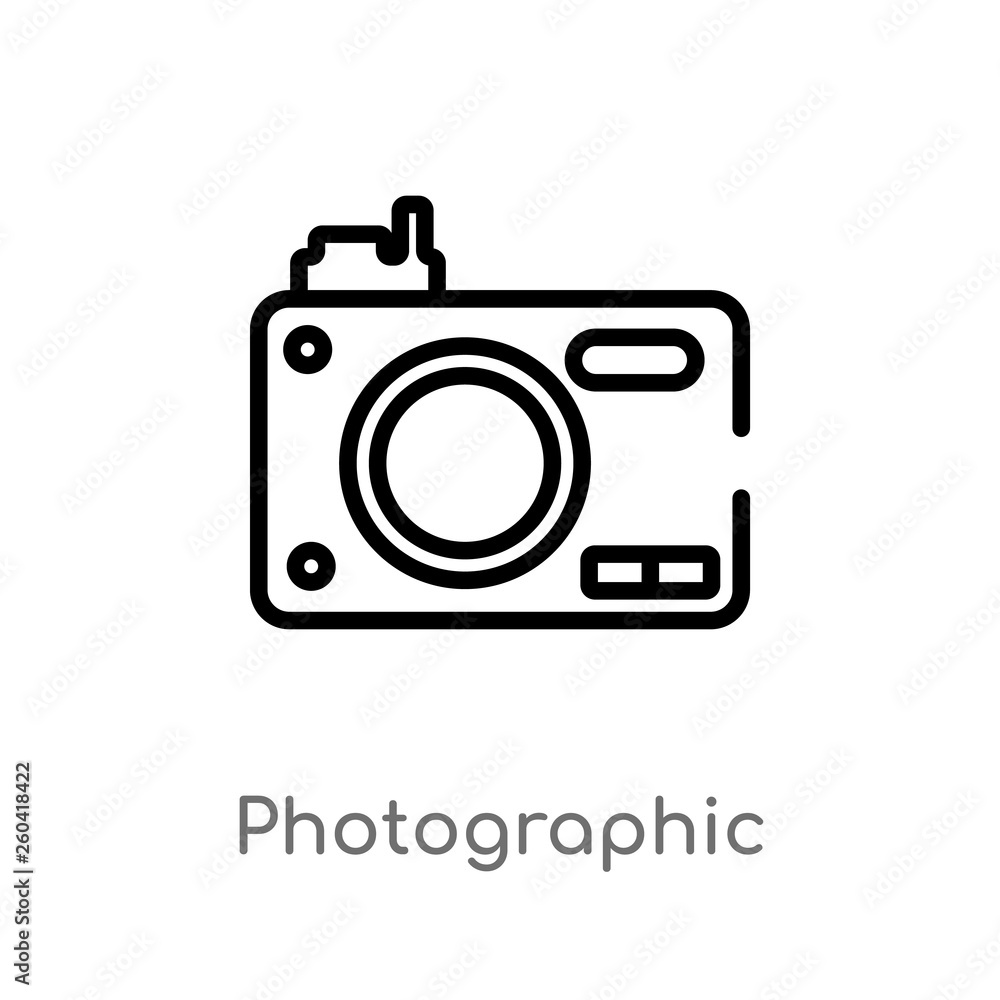 outline photographic vector icon. isolated black simple line element illustration from museum concept. editable vector stroke photographic icon on white background outline photographic vector icon. isolated black simple line element illustration from museum concept. editable vector stroke photographic icon on white background