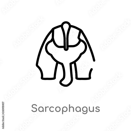 outline sarcophagus vector icon. isolated black simple line element illustration from museum concept. editable vector stroke sarcophagus icon on white background