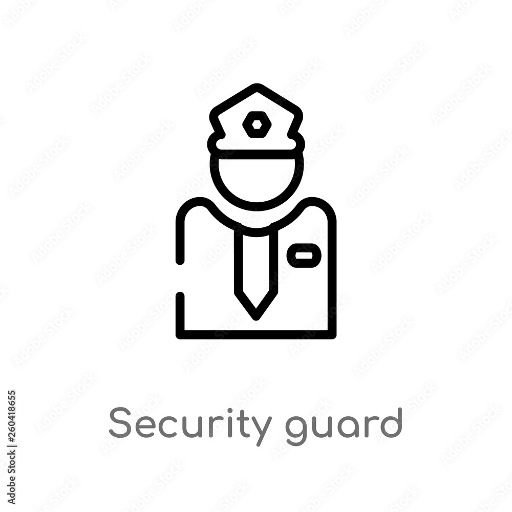 outline security guard vector icon. isolated black simple line element illustration from museum concept. editable vector stroke security guard icon on white background outline security guard vector icon. isolated black simple line element illustration from museum concept. editable vector stroke security guard icon on white background
