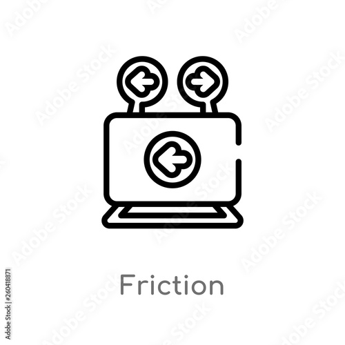 outline friction vector icon. isolated black simple line element illustration from music concept. editable vector stroke friction icon on white background