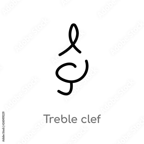 outline treble clef vector icon. isolated black simple line element illustration from music and media concept. editable vector stroke treble clef icon on white background