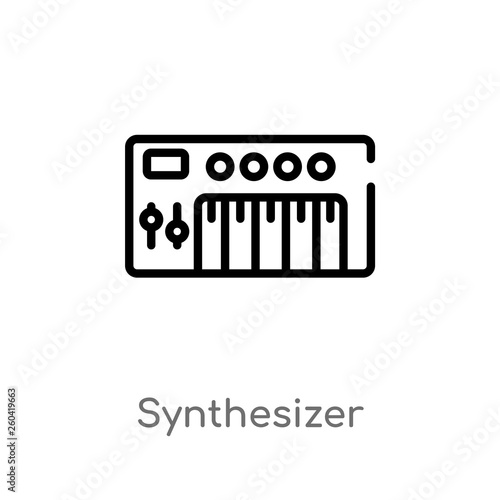 outline synthesizer vector icon. isolated black simple line element illustration from music concept. editable vector stroke synthesizer icon on white background
