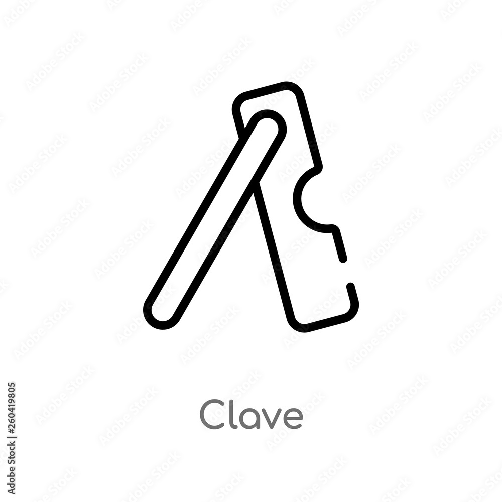 Obraz premium outline clave vector icon. isolated black simple line element illustration from music concept. editable vector stroke clave icon on white background