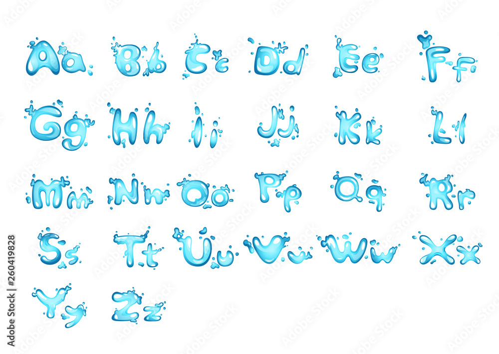 Alphabet water letter A - Z Vector Alphabet water letter A - Z Vector