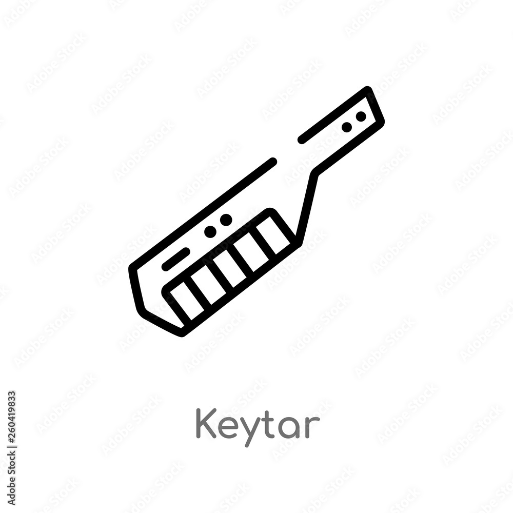 outline keytar vector icon. isolated black simple line element illustration from music concept. editable vector stroke keytar icon on white background outline keytar vector icon. isolated black simple line element illustration from music concept. editable vector stroke keytar icon on white background