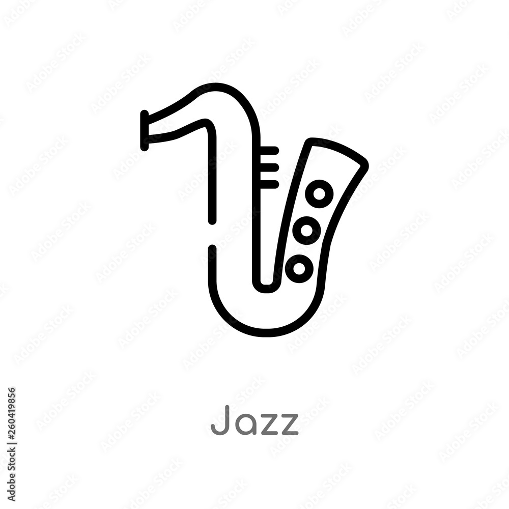 outline jazz vector icon. isolated black simple line element illustration from music concept. editable vector stroke jazz icon on white background outline jazz vector icon. isolated black simple line element illustration from music concept. editable vector stroke jazz icon on white background