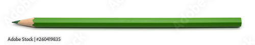 Fotografie single green pencil isolated on white background with clipping path