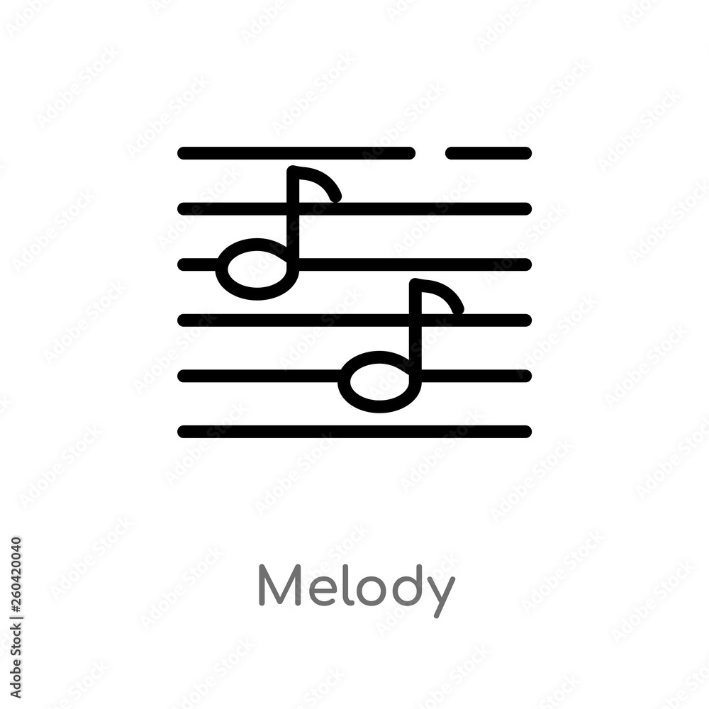 outline melody vector icon. isolated black simple line element illustration from music concept. editable vector stroke melody icon on white background outline melody vector icon. isolated black simple line element illustration from music concept. editable vector stroke melody icon on white background