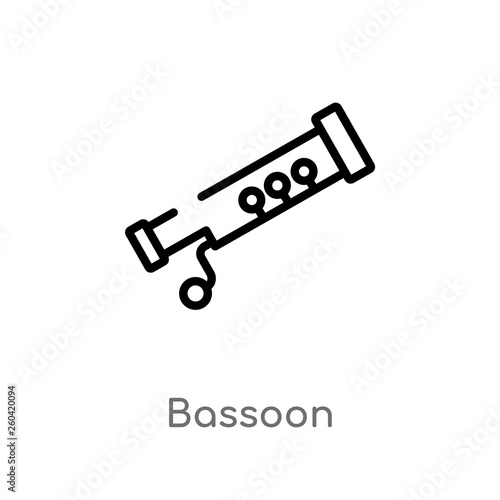 outline bassoon vector icon. isolated black simple line element illustration from music concept. editable vector stroke bassoon icon on white background