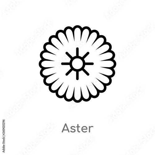 outline aster vector icon. isolated black simple line element illustration from nature concept. editable vector stroke aster icon on white background