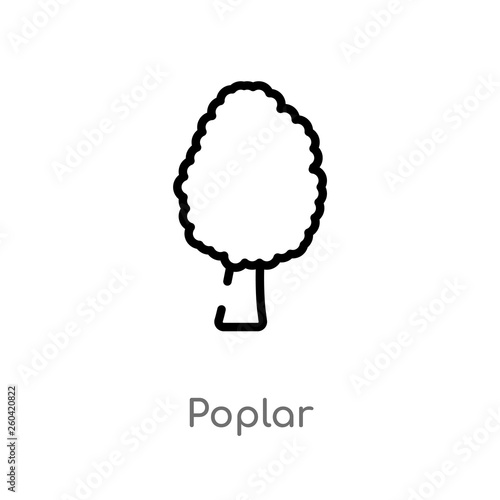 outline poplar vector icon. isolated black simple line element illustration from nature concept. editable vector stroke poplar icon on white background