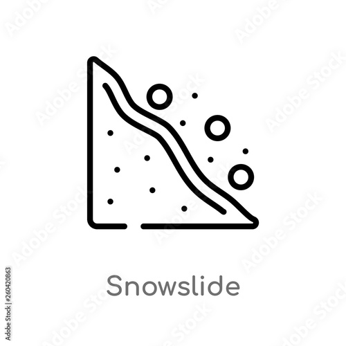 outline snowslide vector icon. isolated black simple line element illustration from nature concept. editable vector stroke snowslide icon on white background