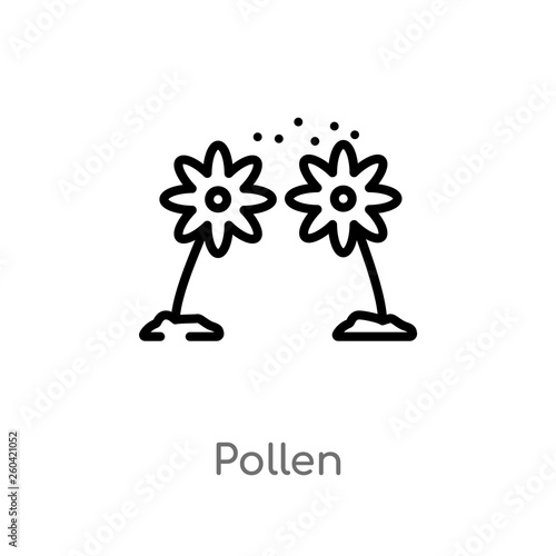 outline pollen vector icon. isolated black simple line element illustration from nature concept. editable vector stroke pollen icon on white background