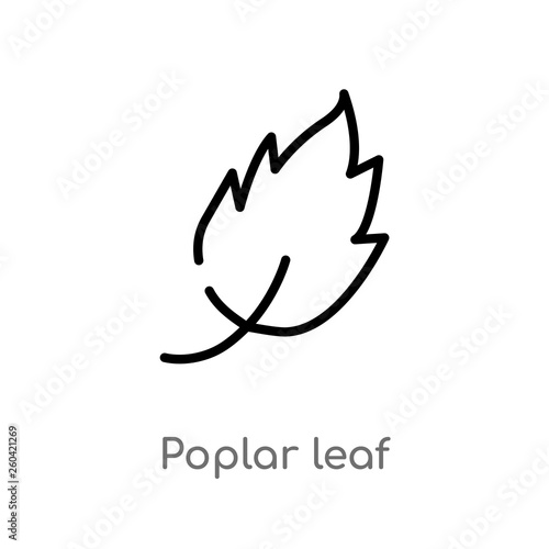 outline poplar leaf vector icon. isolated black simple line element illustration from nature concept. editable vector stroke poplar leaf icon on white background