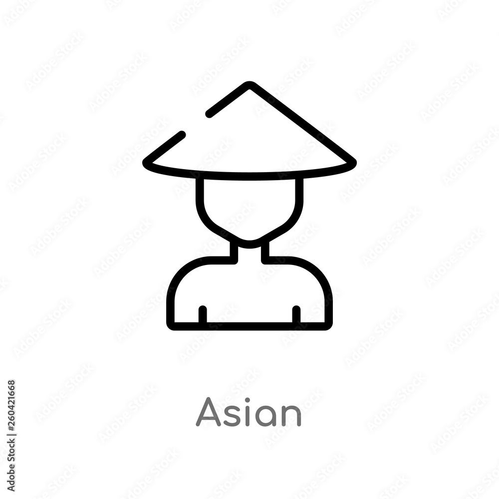 outline asian vector icon. isolated black simple line element illustration from nature concept. editable vector stroke asian icon on white background