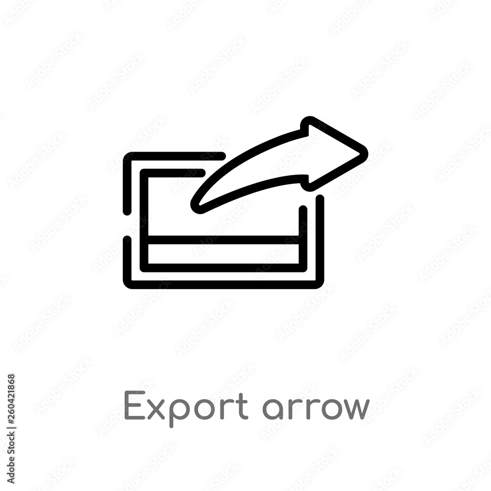 outline export arrow vector icon. isolated black simple line element illustration from user interface concept. editable vector stroke export arrow icon on white background outline export arrow vector icon. isolated black simple line element illustration from user interface concept. editable vector stroke export arrow icon on white background