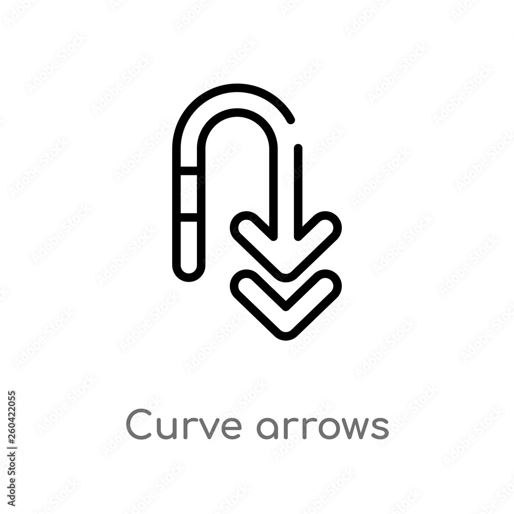 outline curve arrows vector icon. isolated black simple line element illustration from user interface concept. editable vector stroke curve arrows icon on white background outline curve arrows vector icon. isolated black simple line element illustration from user interface concept. editable vector stroke curve arrows icon on white background