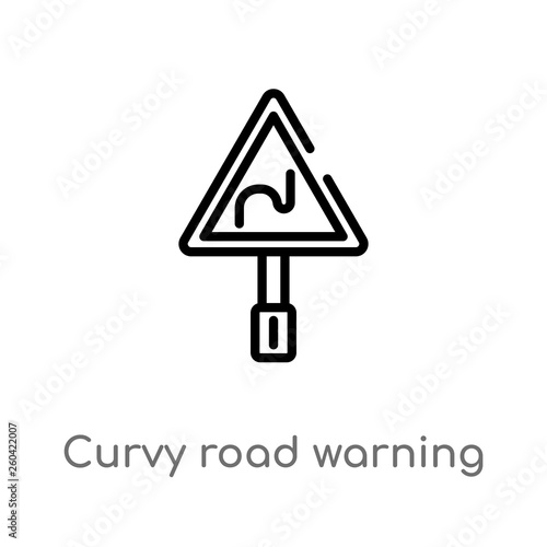 outline curvy road warning vector icon. isolated black simple line element illustration from user interface concept. editable vector stroke curvy road warning icon on white background