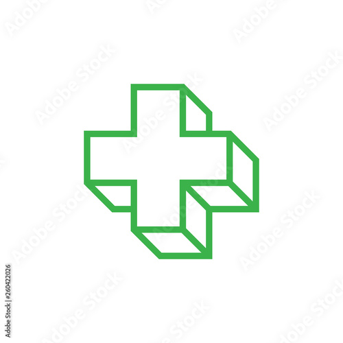plus medical 3d geometric line logo vector
