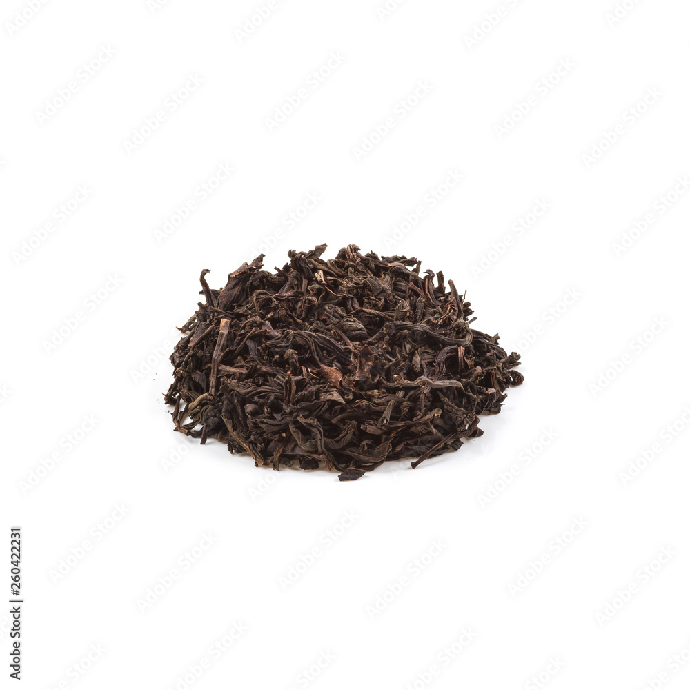 Dried tea poured a slide on a white background. Is isolated. Dried tea poured a slide on a white background. Is isolated.