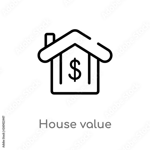 outline house value vector icon. isolated black simple line element illustration from user interface concept. editable vector stroke house value icon on white background