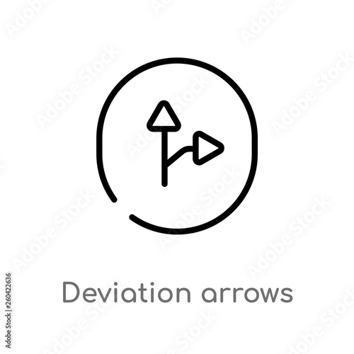 outline deviation arrows vector icon. isolated black simple line element illustration from user interface concept. editable vector stroke deviation arrows icon on white background