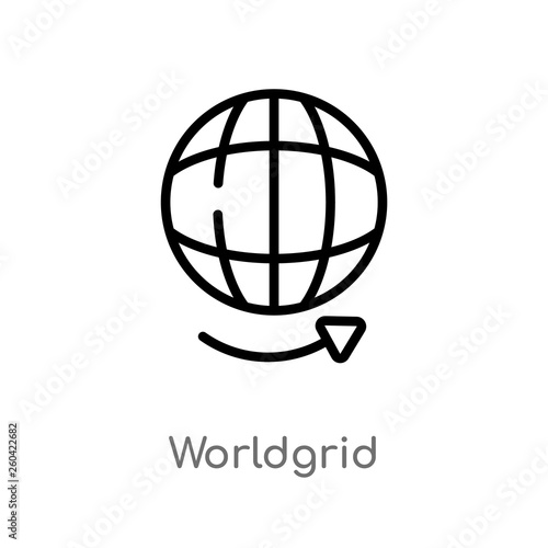 outline worldgrid vector icon. isolated black simple line element illustration from user interface concept. editable vector stroke worldgrid icon on white background