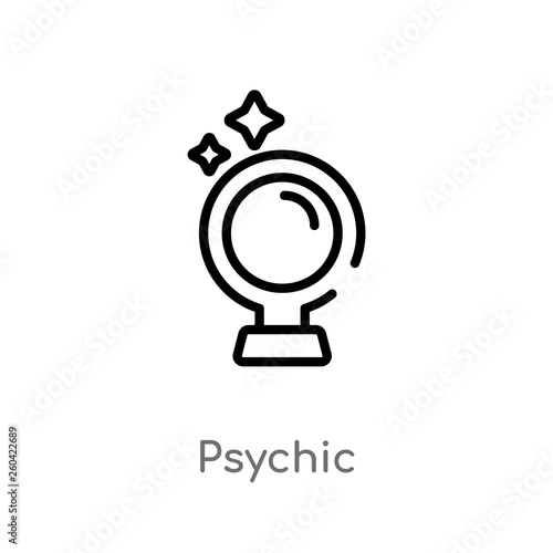 outline psychic vector icon. isolated black simple line element illustration from user interface concept. editable vector stroke psychic icon on white background
