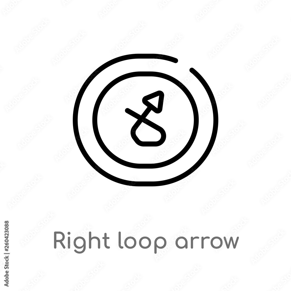 outline right loop arrow vector icon. isolated black simple line element illustration from user interface concept. editable vector stroke right loop arrow icon on white background outline right loop arrow vector icon. isolated black simple line element illustration from user interface concept. editable vector stroke right loop arrow icon on white background