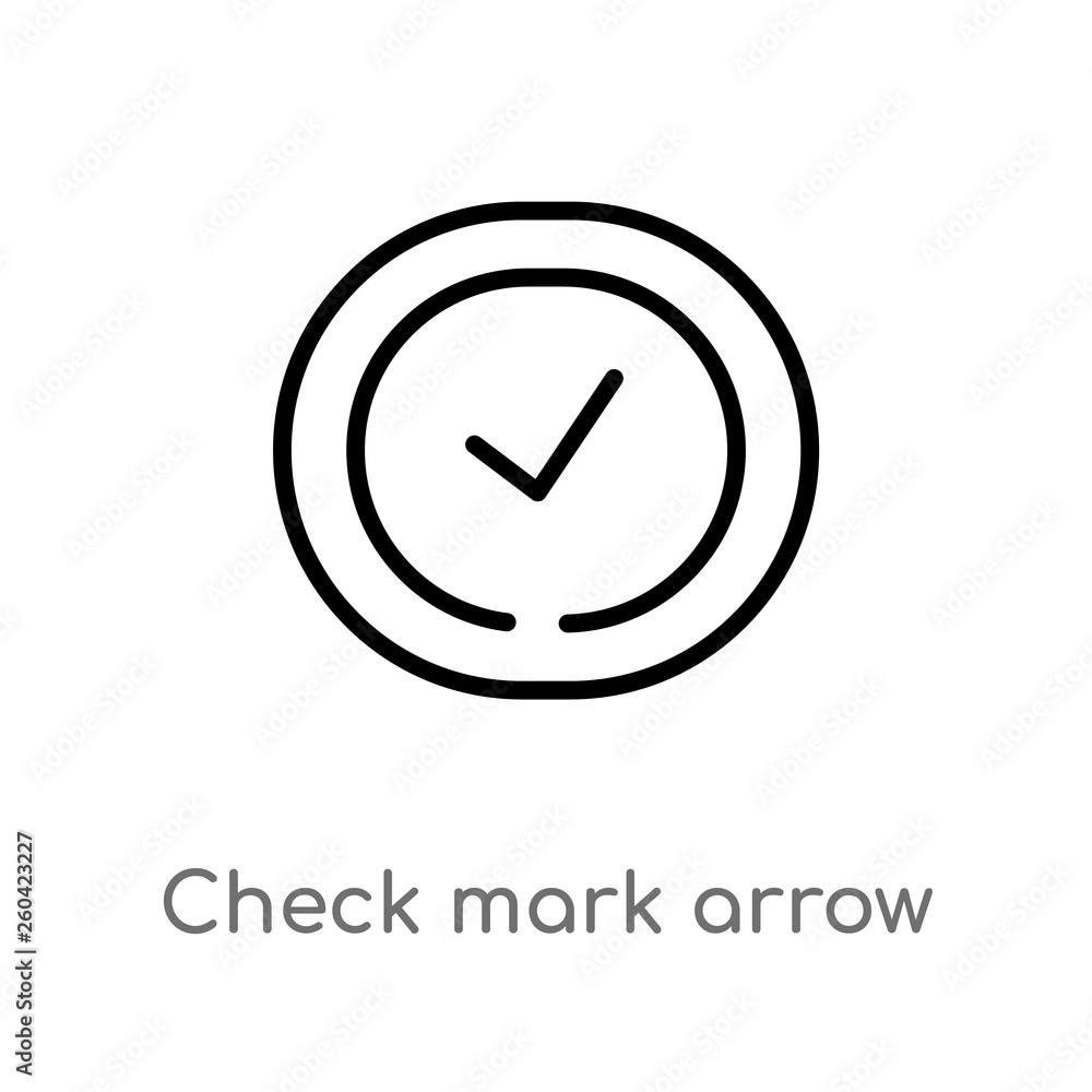outline check mark arrow vector icon. isolated black simple line element illustration from user interface concept. editable vector stroke check mark arrow icon on white background outline check mark arrow vector icon. isolated black simple line element illustration from user interface concept. editable vector stroke check mark arrow icon on white background